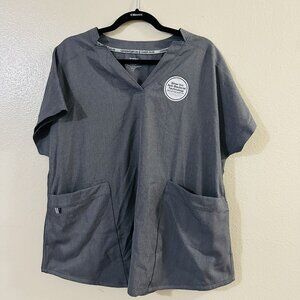 Womens Large Gray Scrub Top Climate Right By Cuddl Duds Heathered Grey